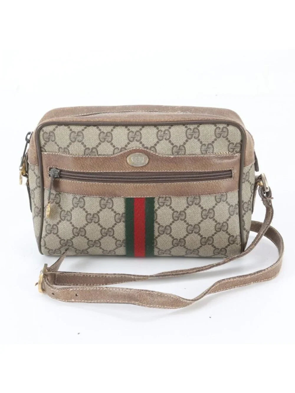 Gucci Vintage GG Supreme Sherry Line Leather Shoulder Bag